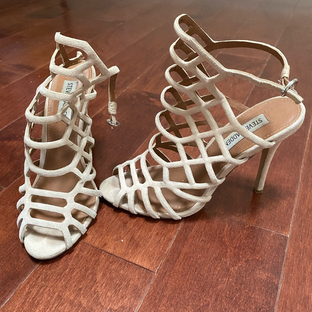 Steve Madden beige straps sandal heels